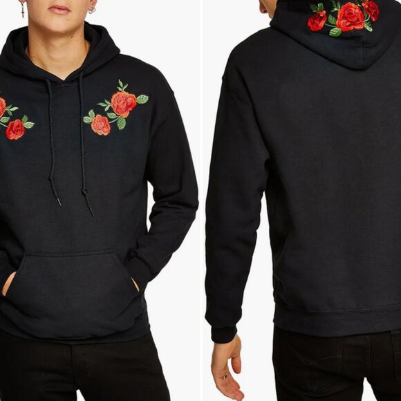 Topman | Black Rose Pullover Hoodie | XL - Picture 6 of 6